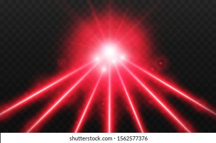 Abstract laser beam. Transparent isolated on black background. Vector illustration.