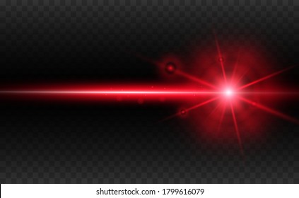 Abstract laser beam. Transparent isolated on black background. Vector illustration.