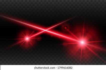 Abstract laser beam. Transparent isolated on black background. Vector illustration.