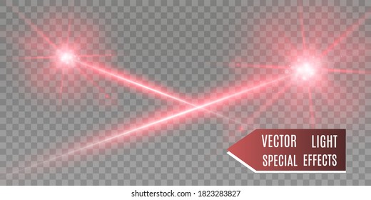 Abstract laser beam. Transparent isolated on black background. Vector illustration.