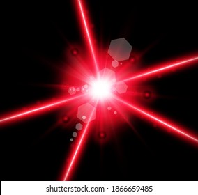 Abstract laser beam. Transparent isolated on black background. Vector illustration.	