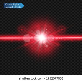 Abstract laser beam. Transparent isolated on black background. Vector illustration.