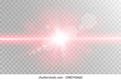 Abstract laser beam. Transparent isolated on black background. Vector illustration.