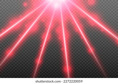 Abstract laser beam. Transparent isolated on black background. Vector illustration.	