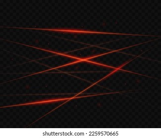 Vigas de luz láser abstractas. Aislado sobre un fondo negro. Ilustración vectorial, eps 10.