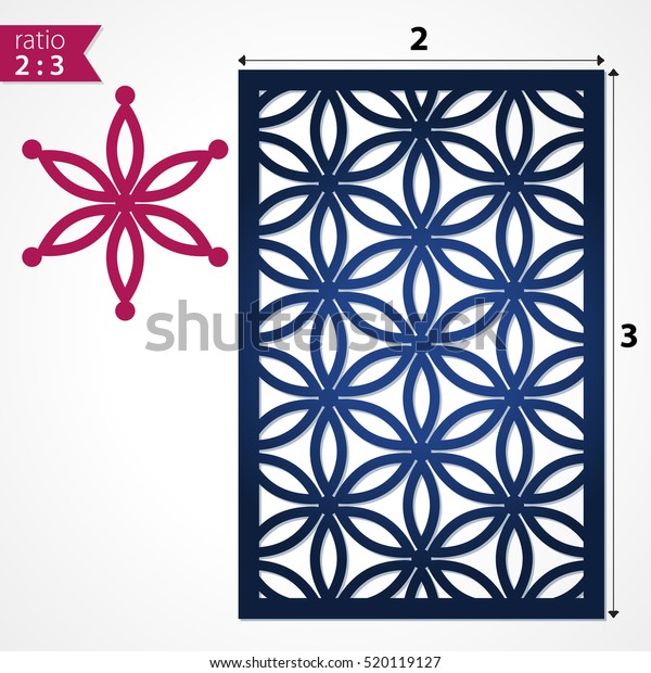 Abstract laser cut panel\
pattern. Floral ornamental vector card for paper cutting. Cutout\
decorative panel with daisy ornament. Decorative screen design.\
Scroll saw art. 