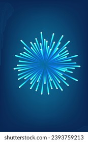 Abstract laser firework explosion concept in blue background.