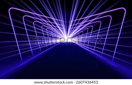 	
Abstract laser lights in a 3D world. Vibrant neon lines form a complex laser display in a 3D world, filled with geometric shapes and endless motion. The visual is dynamic, with endless possibilities