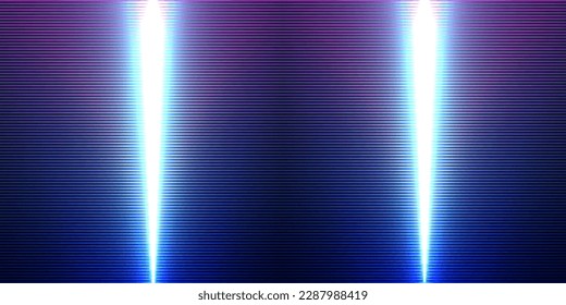 Resumen de fondo de brillo horizontal rayado por láser. Escanear pantalla. Fondo tecnológico futurista de neón con rayas. Ilustración del vector