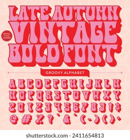 Abstract Late Autumn vintage retro groovy bold Font template