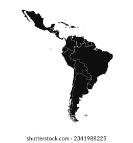 Abstract Latin America Silhouette Detailed Map, can be used for business designs, presentation designs or any suitable designs.