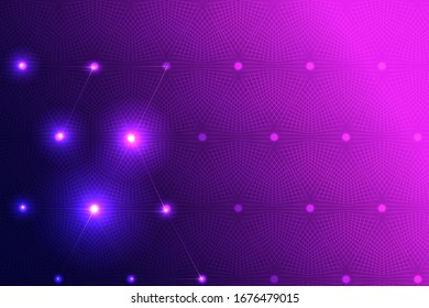 Abstract lattice background  On a purple and blue gradient background  And decorated with a glowing white circle