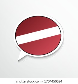 Abstract Latvia country flag on speech bubble. Abstract languages concept flat illustration.