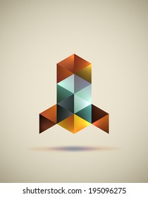 Abstract launching rocket symbol formed with colored triangles. EPS10 vector image.