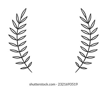 Abstract laurel wreath frame with leafy branches
