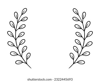 Abstract laurel wreath frame with leafy branches