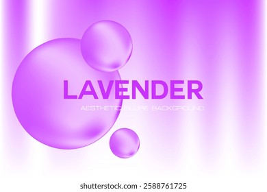 Abstract lavender color, futuristic blurry gradient texture. Elegant fluid glowing 3D violet, purple bubble, geometric technology background for product presentation, infographics, web banner.