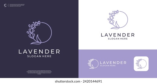 Abstract lavender logo design. Beauty flower logo with circle symbol