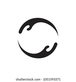 abstract lay hand in circle frame vector