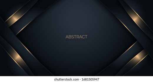 Abstract layer dark grey with gold line overlap background