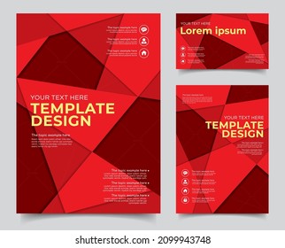 Abstract layer of geometric template design, red background, elements set for bookcover, corporate report, poster, and flyer