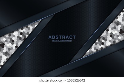 Abstract layer luxury dark blue light and hexagon texture background. Illustration vector