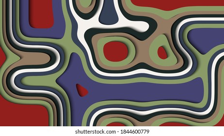 Fondo estratificado abstracto en diferentes colores en estilo de corte de papel