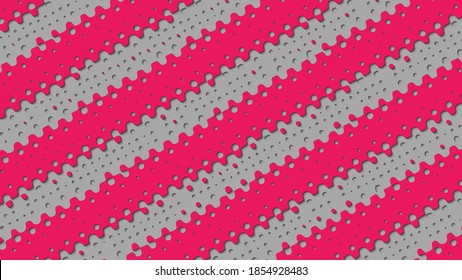 Abstract layered background with perforated gradient red and gray stripes in papercut style. Flowing shapes in red and gray colors with shadow. Vector illustration