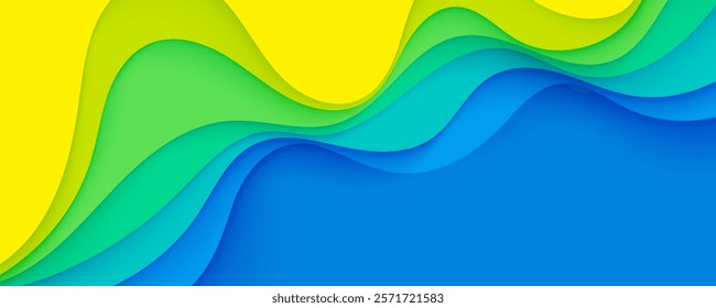 Abstract layered background with smooth wavy shapes in bright colors.