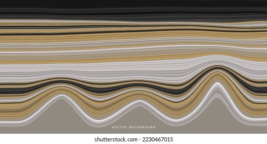 Abstract layered golden wave texture product display design. Vector background.