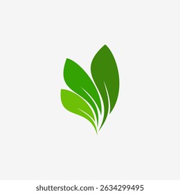 Abstract layered green leaf logo design