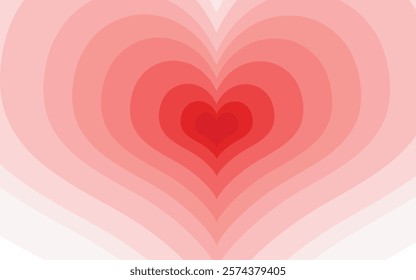 Abstract layered heart design with gradient of red and pink tones radiating outward. A perfect representation of love, romance, and warmth, ideal for Valentine's Day or romantic-themed projects.Vector