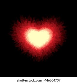 Abstract layered heart.Isolated on black background.Vector illustration.
