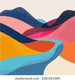 Abstract Layered Hills Vector illustration