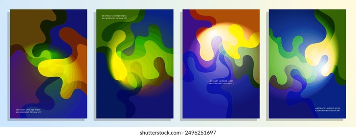 Abstract layered liquid moss cover design set, for cover, poster, flyer, background, magazine, catalog, etc.