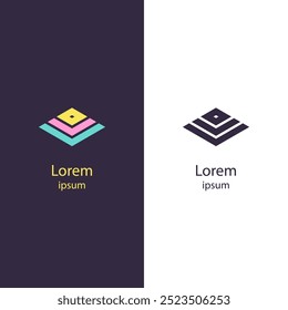 Abstract, layered logo design with a geometric, stacked appearance. Ideal for companies in technology, architecture, web design, business services, branding, and modern consultancy.