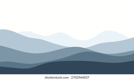 Imagem de fundo de montanhas em camadas abstratas em tons de azul sereno, ideal para temas de design sereno, promovendo a paz e a estética calma