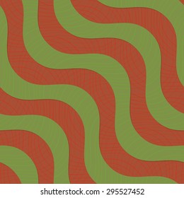 Abstract layered pattern. Bright colored background with realistic shadow and three dimentional effect.Retro 3D green and brown diagonal waves with texture.