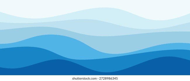 Abstractas fondo ondulado en capas con bandas de degradado azul y curvas fluidas
