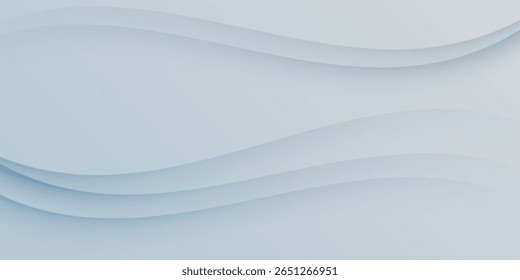 Abstract layered wave background in cool gray and blue tones. Smooth flowing curves create a calm and elegant design, ideal for presentations, websites, or corporate branding.