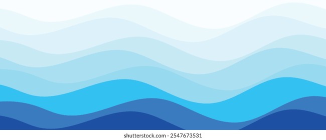 Abstract layered wave ocean banner design template