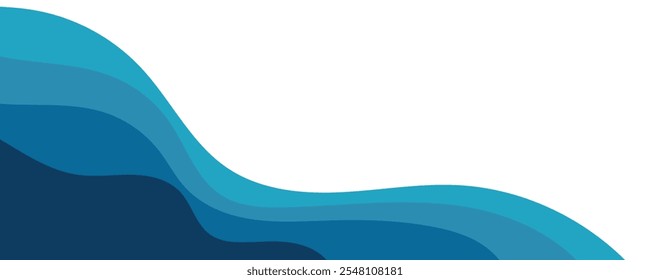 Abstract layered wave ocean banner design template