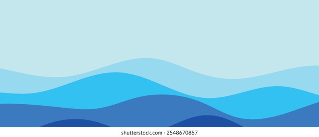 Abstract layered wave ocean banner design template