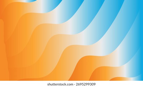 Ondas en capas Abstractas diseño colorido suave Azul naranja gradiente flujo moderno Fondo de pantalla