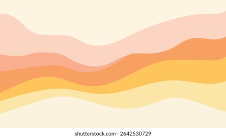 Abstract layered waves in warm orange and yellow tones with textured background