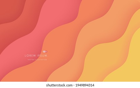 Abstract layered wavy shape on yellow, light orange, pink background. Modern curve pattern pastel color. You can use for cover brochure template, poster, banner web, print ad, etc. Vector illustration