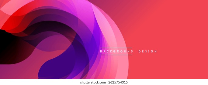 Camadas abstratas criam fluxo dinâmico. Rosa, matizes roxos misturam, formando design de fundo moderno. Texto mínimo presente.