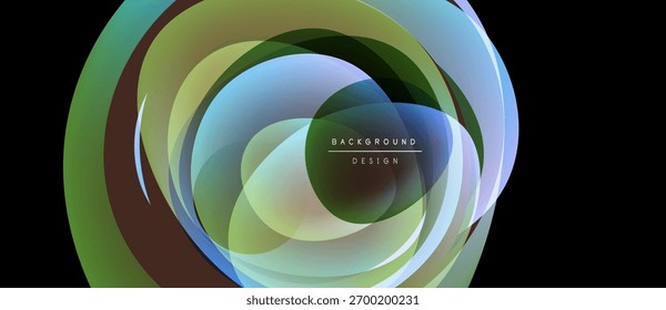 Camadas abstratas criam um design colorido e em espiral. Os gradientes suaves se misturam, formando um efeito visual dinâmico. Moderno, elemento de fundo minimalista.