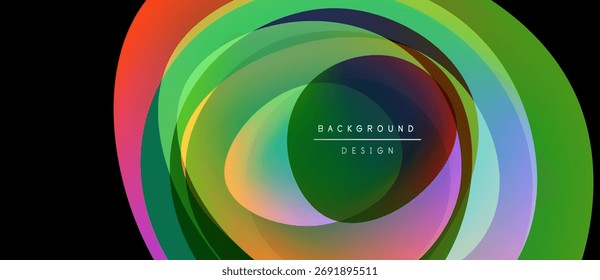 Abstract layers create vibrant circular design. Colors blend, forming dynamic visual effect. Modern, sleek presentation.