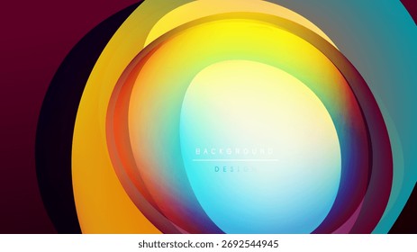 Abstract layers create vibrant circular design. Colors blend, forming smooth gradients. Modern, dynamic visual composition.